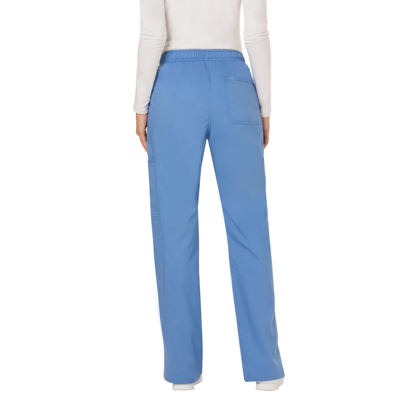 Cherokee Scrubs for Women Mid Rise Moderate Flare Drawstring Pant with 5 Pockets, Ultra Soft & Breathable Fabric - WW120 - WW120, M, Ciel Blue - Image 2